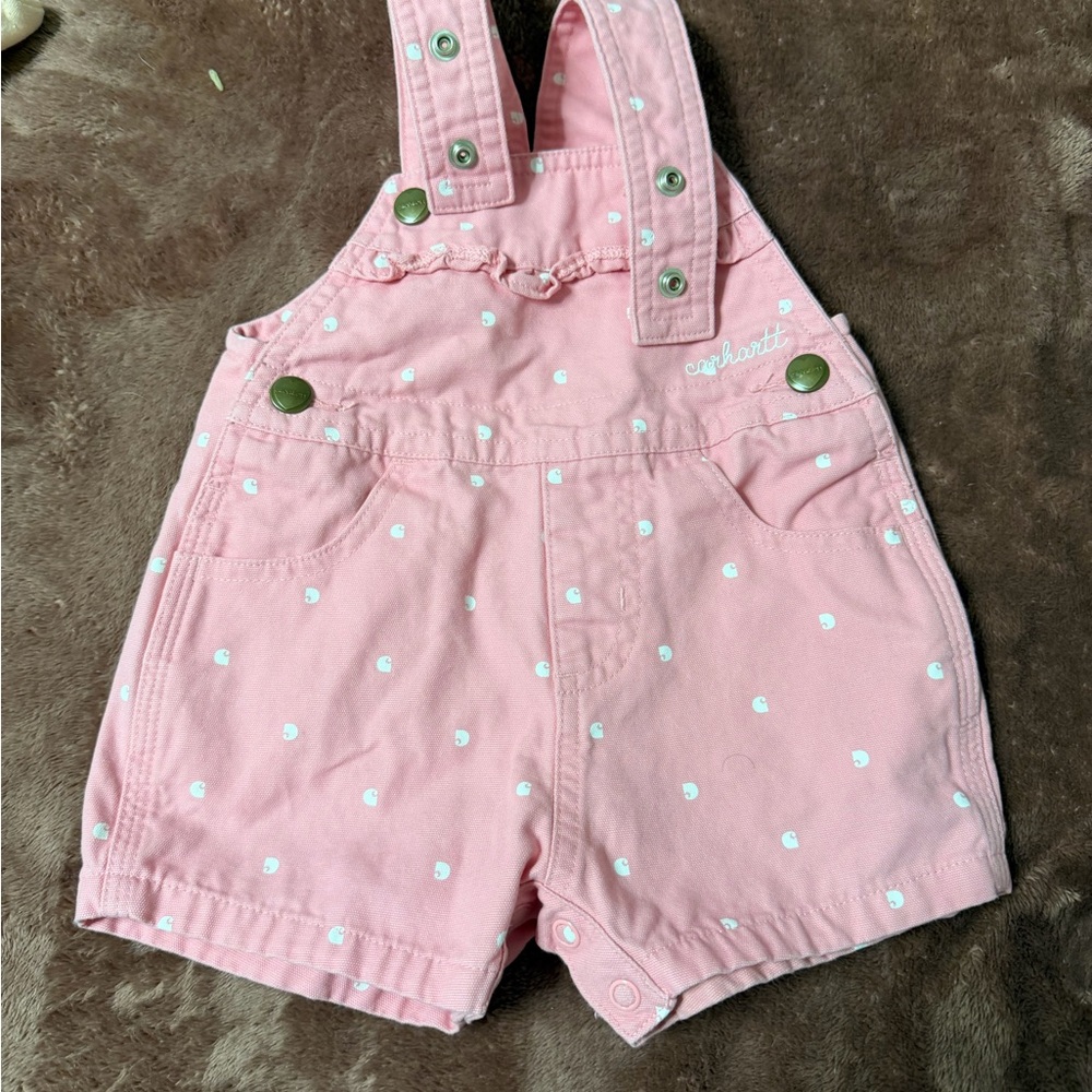 Carhartt Kids Pink Overalls with White Dots